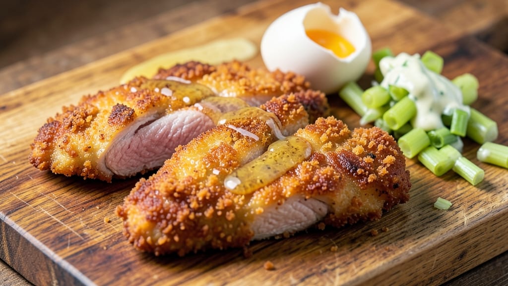 Breaded Butterfly Pork Chops Recipe: Crispy Celery Crowns Over Juicy Centers