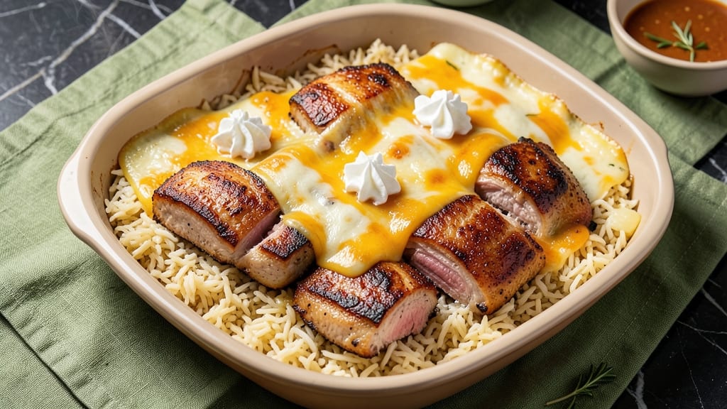Baked Pork Chop and Rice Casserole Recipe: One-Pan Juicy Pork Over Melty Cheese Rice